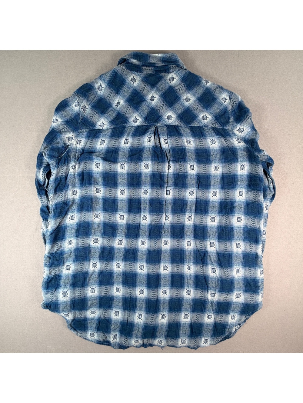 VTG Mudd Flannel Shirt Womens XL Blue White Plaid Button Up Grunge Shacket Y2K - Picture 4 of 6